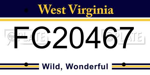 FC20467 West Virginia License Plate