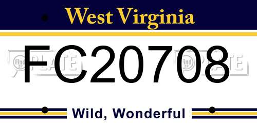 FC20708 West Virginia License Plate