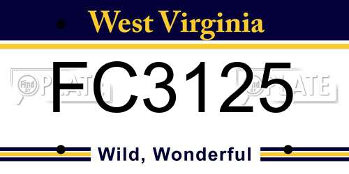FC3125 West Virginia License Plate