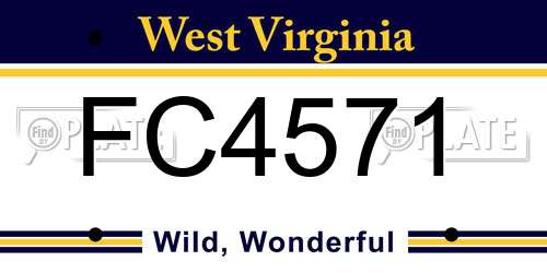 FC4571 West Virginia License Plate
