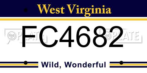 FC4682 West Virginia License Plate