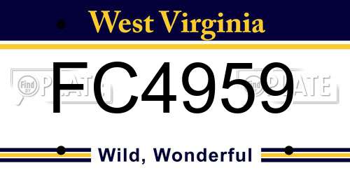 FC4959 West Virginia License Plate
