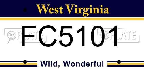 FC5101 West Virginia License Plate