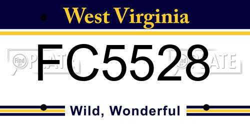 FC5528 West Virginia License Plate