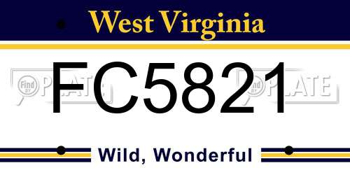 FC5821 West Virginia License Plate