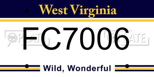 FC7006 West Virginia License Plate