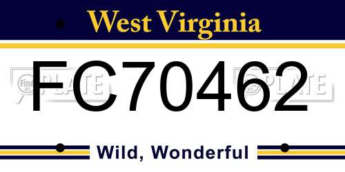 FC70462 West Virginia License Plate