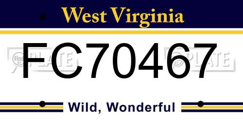 FC70467 West Virginia License Plate