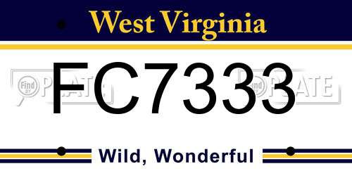 FC7333 West Virginia License Plate