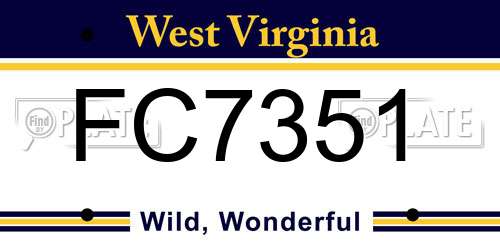 FC7351 West Virginia License Plate