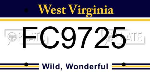 FC9725 West Virginia License Plate