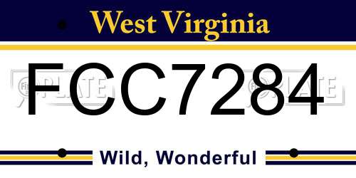 FCC7284 West Virginia License Plate