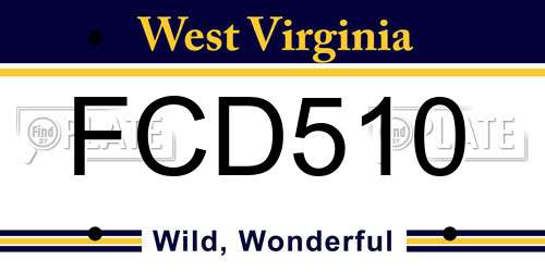 FCD510 West Virginia License Plate