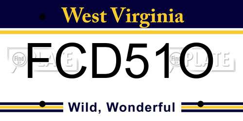FCD51O West Virginia License Plate