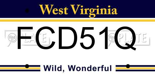 FCD51Q West Virginia License Plate