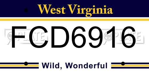 FCD6916 West Virginia License Plate