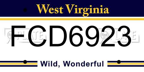 FCD6923 West Virginia License Plate