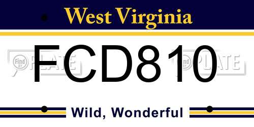 FCD810 West Virginia License Plate
