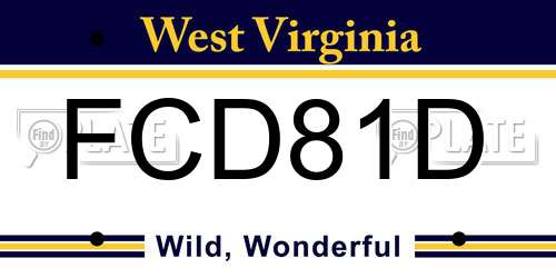 FCD81D West Virginia License Plate