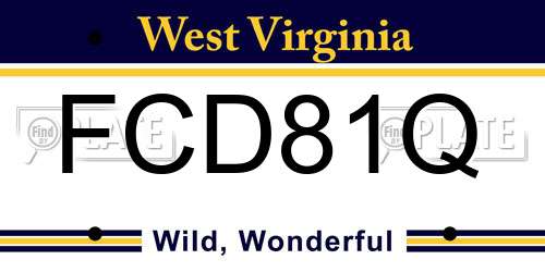 FCD81Q West Virginia License Plate