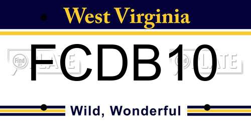 FCDB10 West Virginia License Plate
