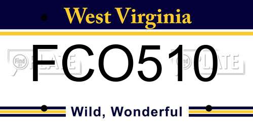 FCO510 West Virginia License Plate
