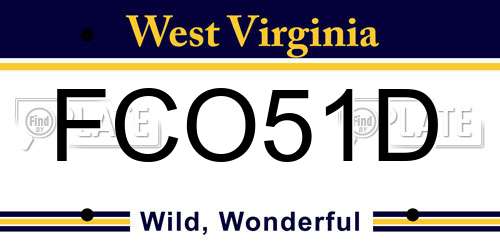 FCO51D West Virginia License Plate