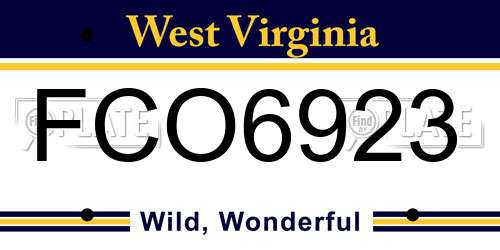FCO6923 West Virginia License Plate
