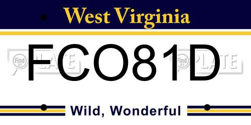 FCO81D West Virginia License Plate