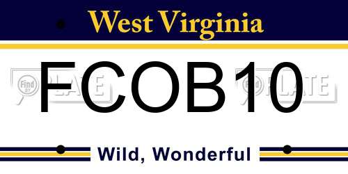 FCOB10 West Virginia License Plate