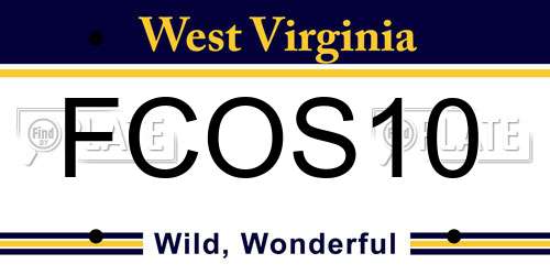 FCOS10 West Virginia License Plate