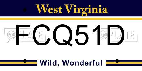 FCQ51D West Virginia License Plate