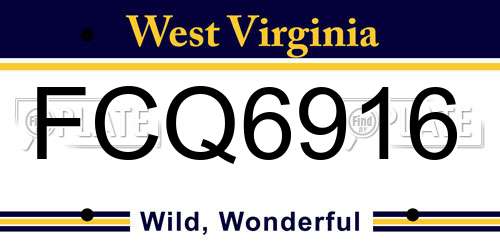 FCQ6916 West Virginia License Plate