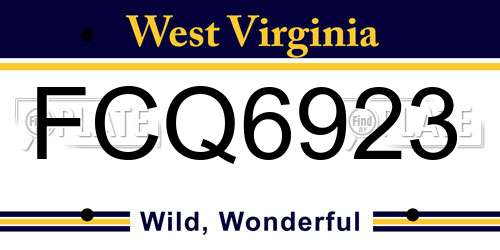FCQ6923 West Virginia License Plate