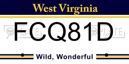 FCQ81D West Virginia License Plate