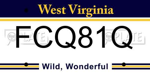 FCQ81Q West Virginia License Plate