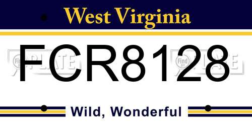 FCR8128 West Virginia License Plate