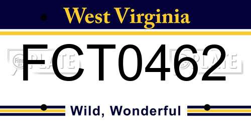 FCT0462 West Virginia License Plate