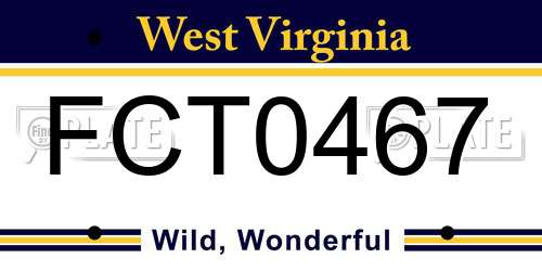 FCT0467 West Virginia License Plate
