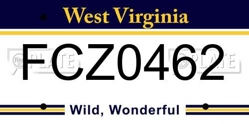 FCZ0462 West Virginia License Plate