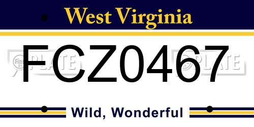 FCZ0467 West Virginia License Plate