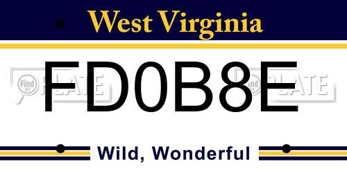 FD0B8E West Virginia License Plate