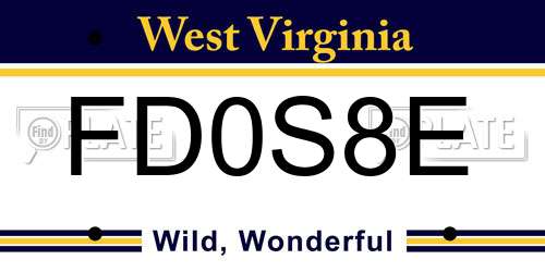 FD0S8E West Virginia License Plate