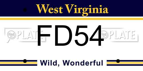 FD54 West Virginia License Plate