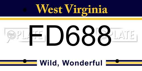FD688 West Virginia License Plate