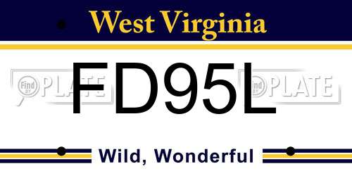 FD95L West Virginia License Plate