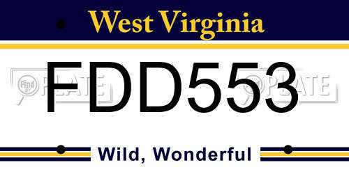 FDD553 West Virginia License Plate