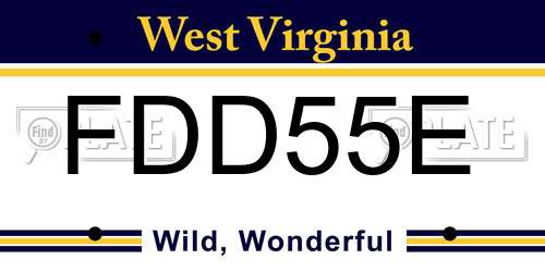 FDD55E West Virginia License Plate