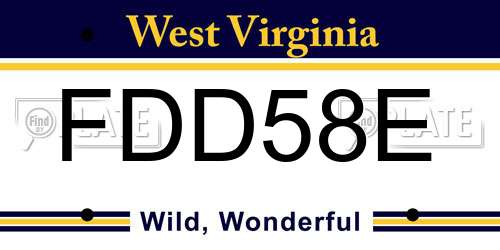 FDD58E West Virginia License Plate