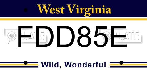 FDD85E West Virginia License Plate